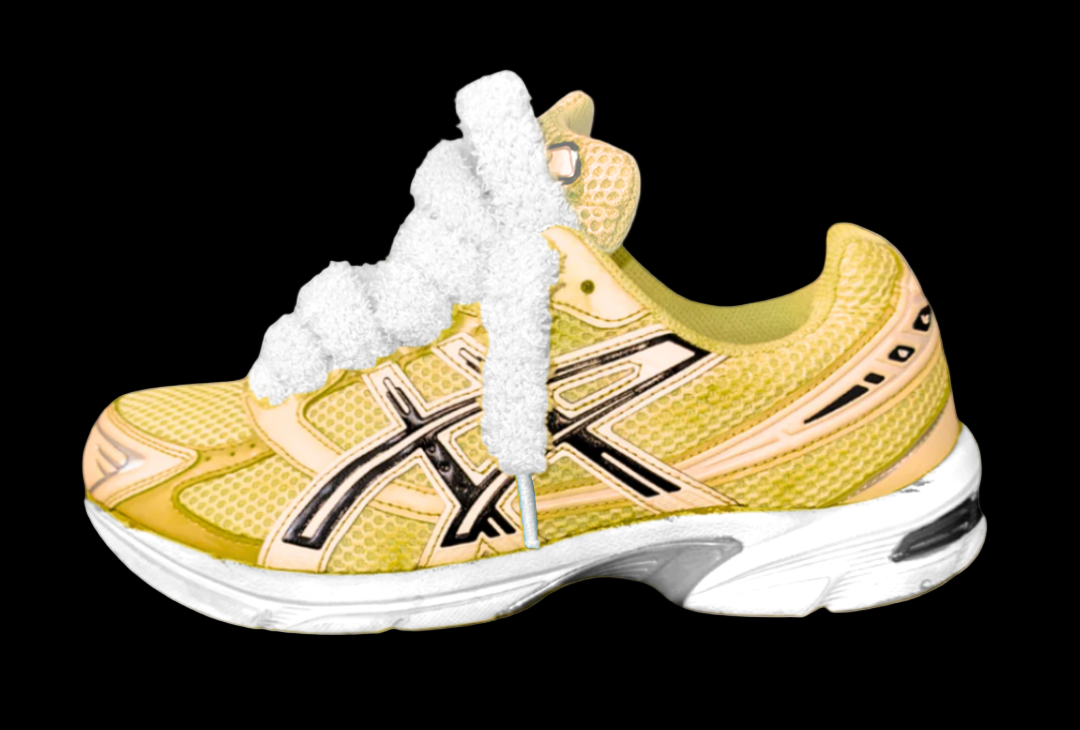 Asics 1130 Custom Jaune ( Lacet Peluchée Blanc + Semelle blanche )