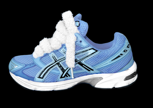 Asics 1130 Custom Bleu ( Lacet Peluchée Blanc + Semelle blanche )