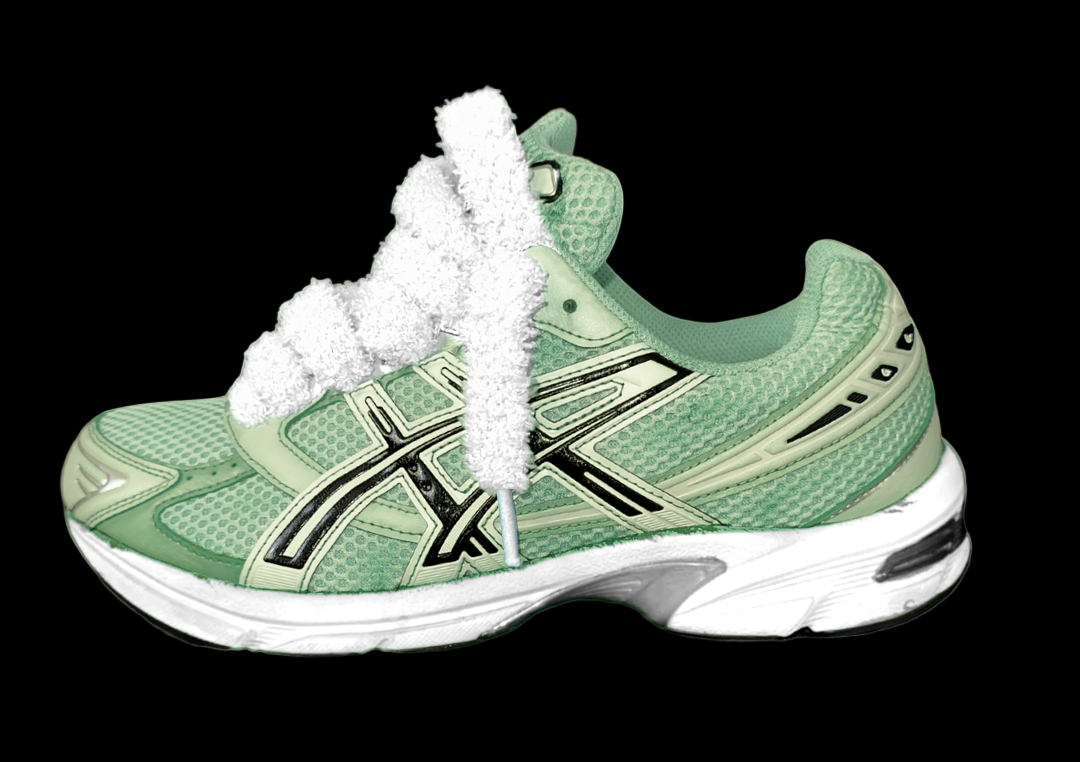 Asics 1130 Custom Vert ( Lacet Peluchée Blanc + Semelle blanche )